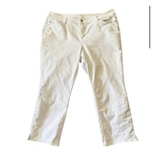 Westport Womens White Denim Capri Pants Cropped Straight Leg Jeans Side Slit 12